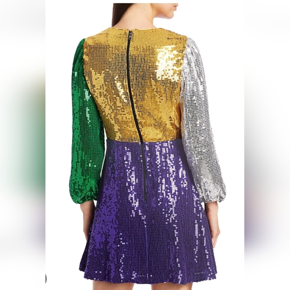 Alice + Olivia Blaze Sequin Color Block Mini Dress Size 6 NWT $ 440 - Picture 11 of 16